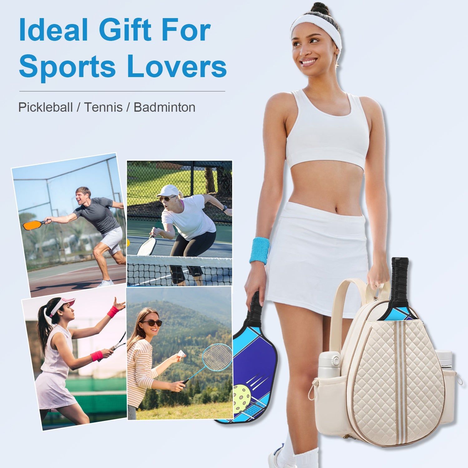 2 Color Options -- Pickleball Sling Bag For Men Women Waterproof Badminton Tennis Backpack With Wet Pocket Hidden Fence Hook Machine Washable - PULSE MART