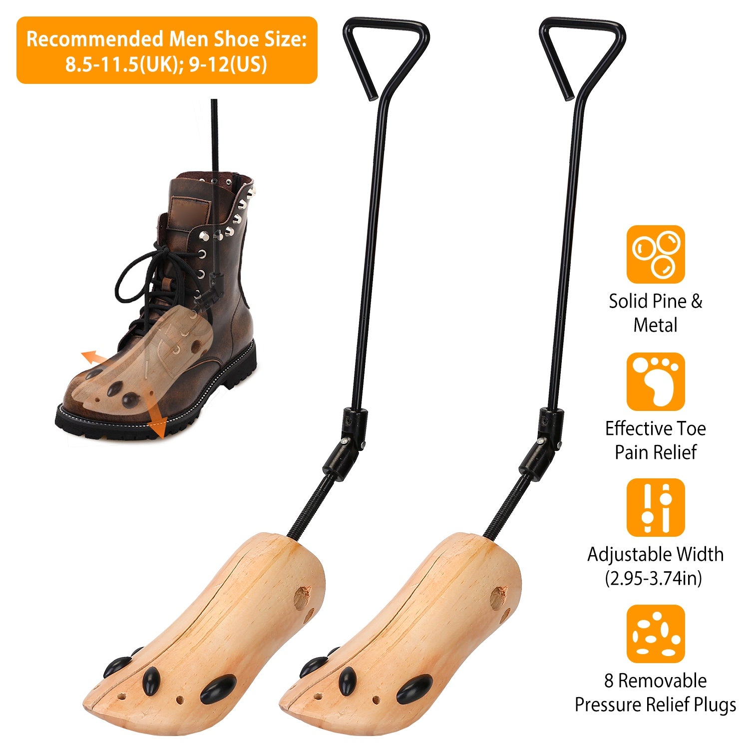 M-L Options -- 1Pc One Pair Boot Stretcher Adjustable Width Shoe Shaper Wooden Boot Widener Expander For Men Women - PULSE MART
