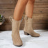 Pointed Toe Western Boots Fashion Retro Embroidered Chunky Square-heeled Mid-calf Boot For Women - PULSE MART