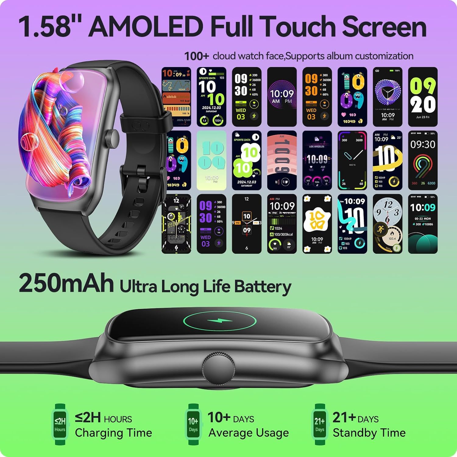 AMOLED Unisex Fitness Tracking Smartwatch With Heart Rate, Blood Oxygen And Sleep Monitoring, Waterproof Function, Pedometer, Swimming Health Activity Tracking - PULSE MART