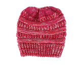 Mixed Color Knitted Wool Hat Ladies Non-labeled Ponytail Hat - PULSE MART