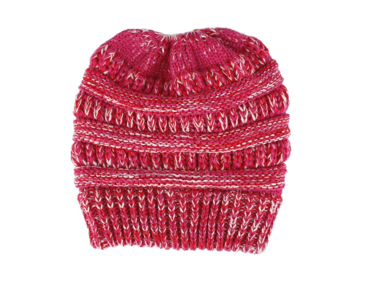 Mixed Color Knitted Wool Hat Ladies Non-labeled Ponytail Hat - PULSE MART