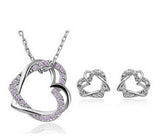 Yiwu Fashion Jewelry Factory Jewelry Customized Double Diamond Heart Necklace Earring Set - PULSE MART