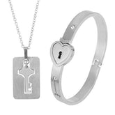 Fashion Jewelry Titanium Steel Couple Love Lock, Bracelet, Key Set, Necklace - PULSE MART