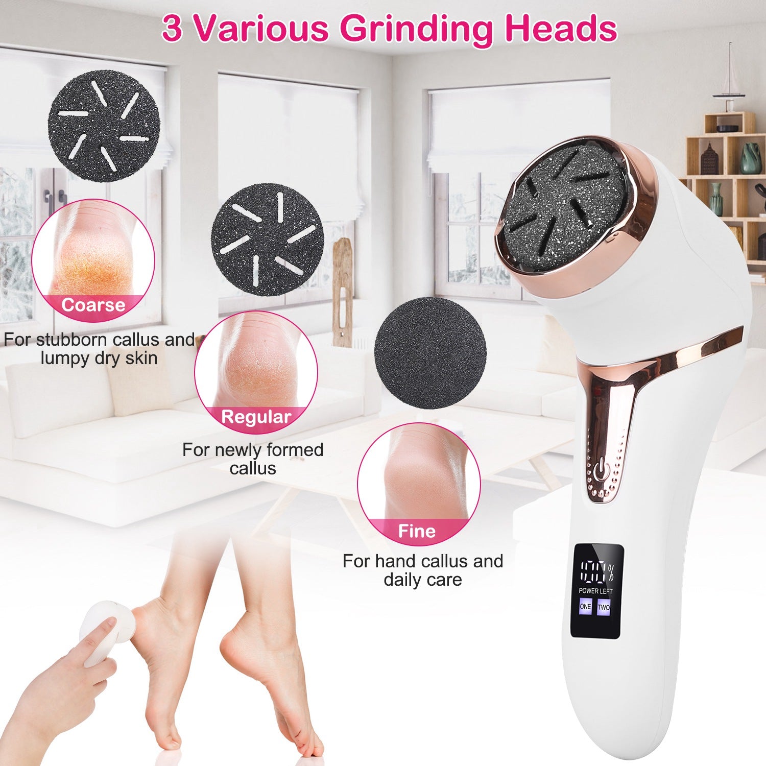 17Pcs Electric Foot Callus Remover With Vacuum Foot Grinder Rechargeable Foot File Dead Skin Pedicure Machine With 3 Grinding Heads 2 Speeds Foot Care Tool - PULSE MART