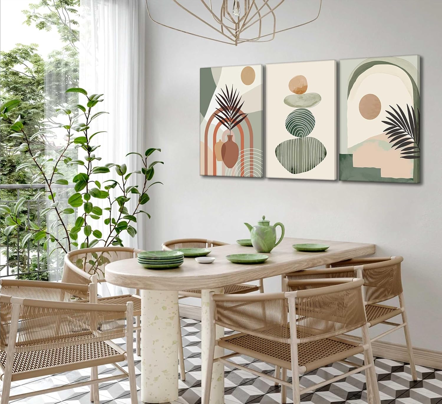 3 Pcs Boho Art Wall Decor Canvas Wall Art  Decor Stretched And Framed Ready To Hang Size 12 X 16in - PULSE MART