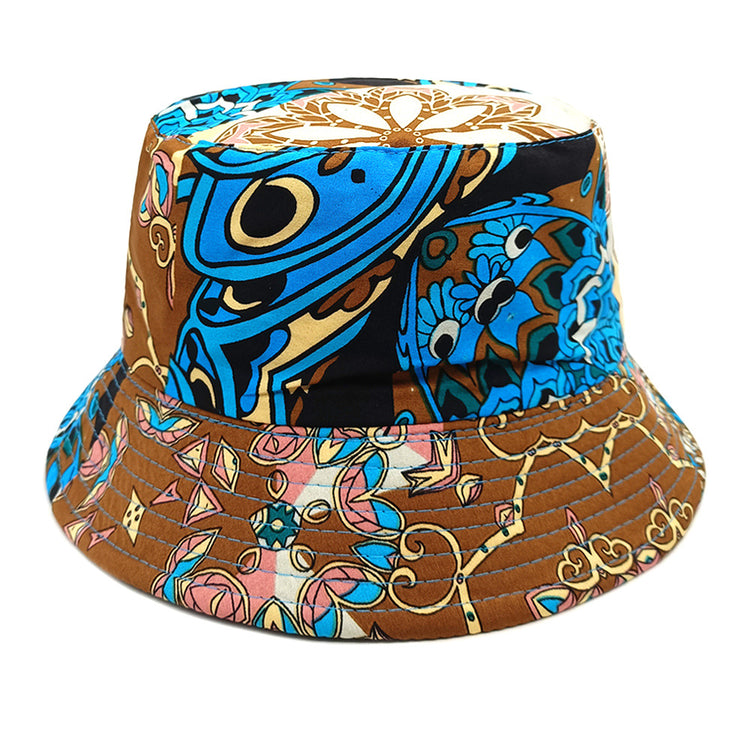 Geometric Bucket Hat Color Matching Printing Double-sided Wear Bucket Hat - PULSE MART