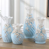 Ceramic Vase Ornament Home Decor Relief Hand-pinched Flower Design - PULSE MART
