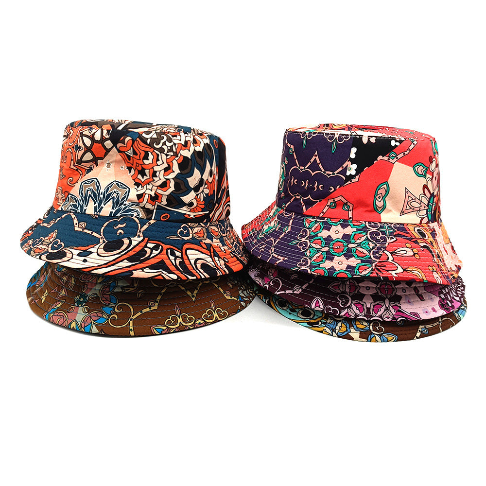 Geometric Bucket Hat Color Matching Printing Double-sided Wear Bucket Hat - PULSE MART