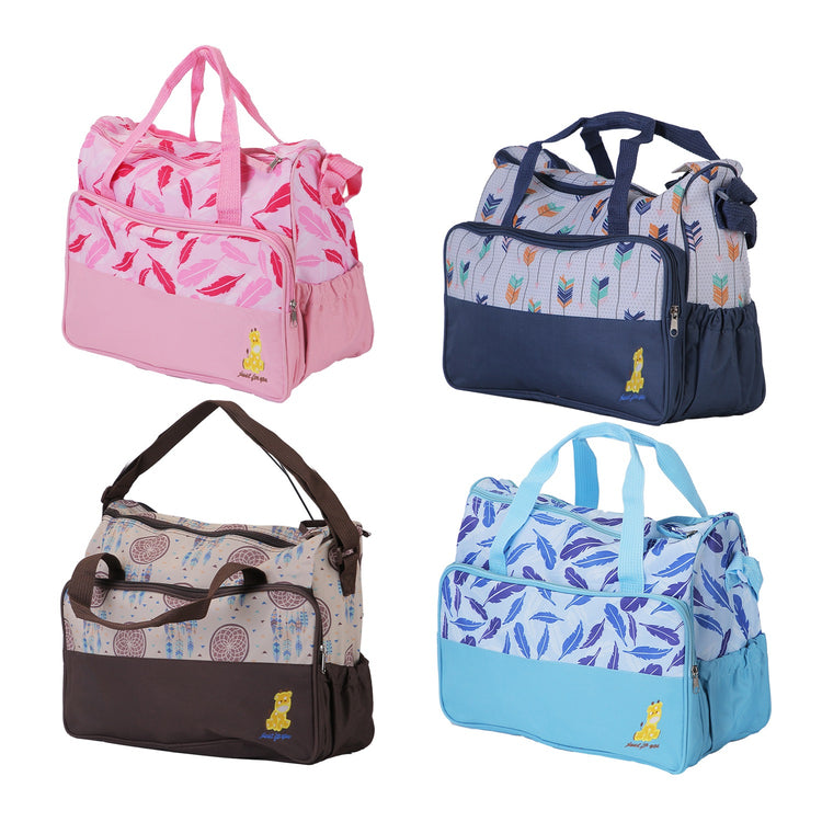 5Pcs Baby Nappy Diaper Bags Set Mummy Diaper Handbags With Diaper Pad Food Bag Bottle Bag Travel Tote Bags For Mom Dad - PULSE MART