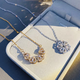 Retro Magnetic Folding Heart Shaped Four Leaf Clover Pendant Necklace Women Love Clavicle Chain Gifts Openable Choker Jewelry - PULSE MART