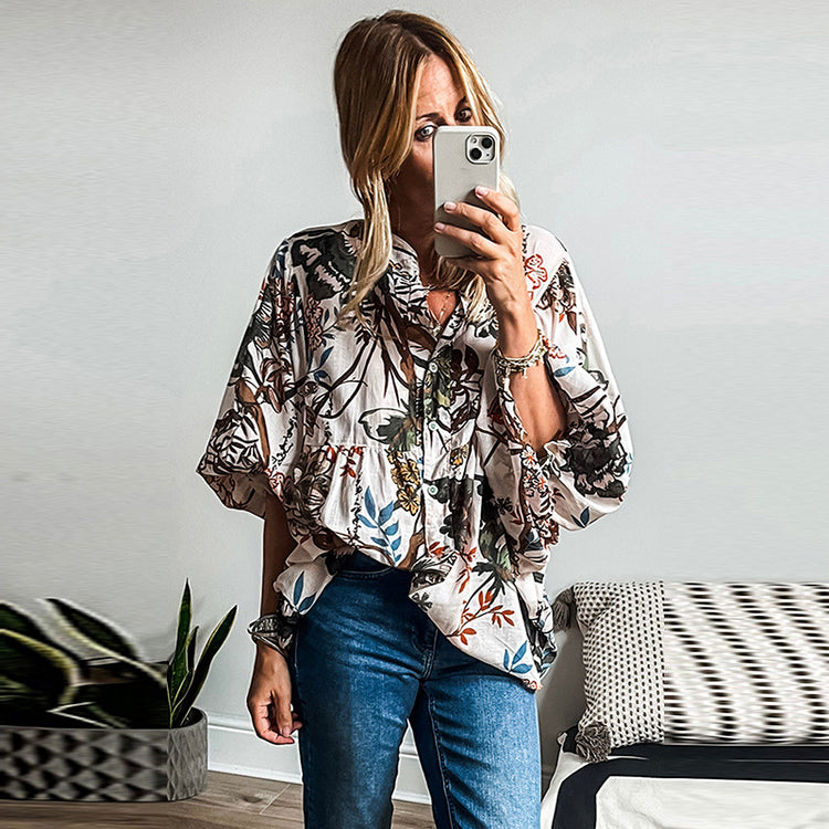 All-match Floral Print Shirt For Women - PULSE MART