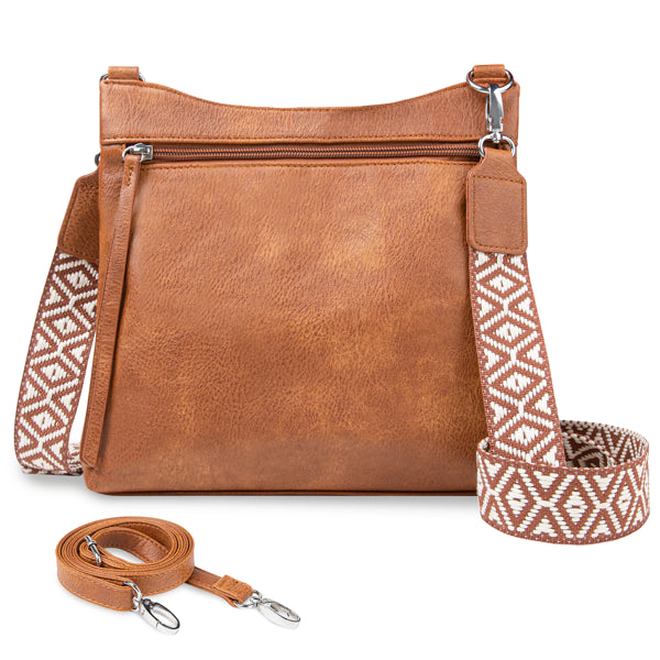 Crossbody Bags For Women With 2 Adjustable Straps Multi Pocket Small Cross Body Purse-Brown - PULSE MART
