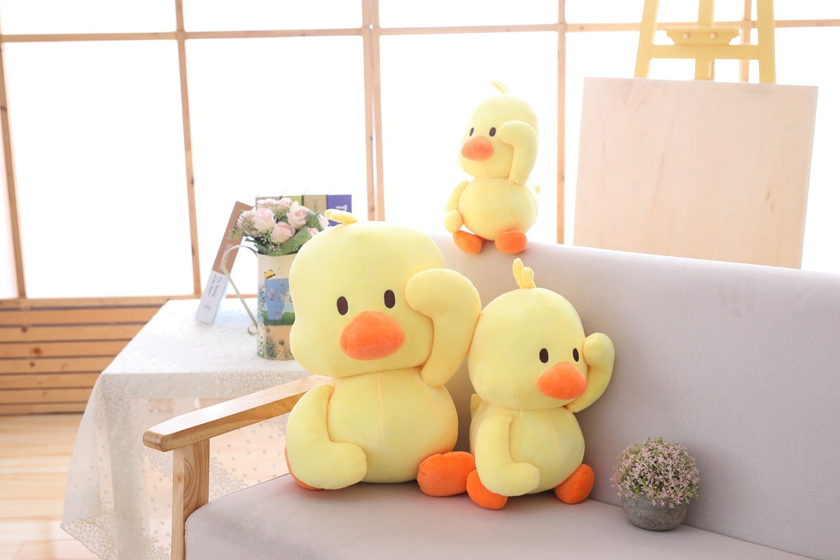 Little yellow duck figurine dancing expression small yellow duck plush toy