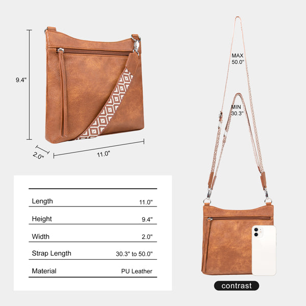 Crossbody Bags For Women With 2 Adjustable Straps Multi Pocket Small Cross Body Purse-Brown - PULSE MART