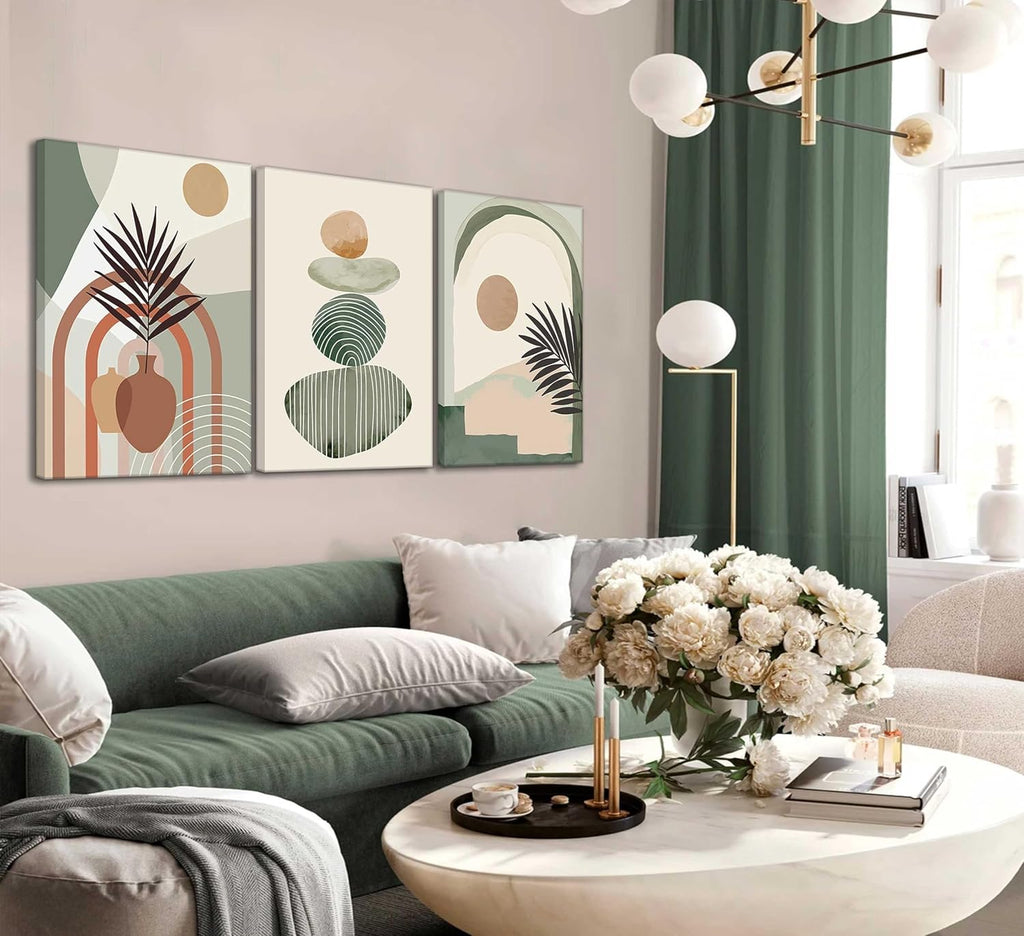 3 Pcs Boho Art Wall Decor Canvas Wall Art  Decor Stretched And Framed Ready To Hang Size 12 X 16in - PULSE MART