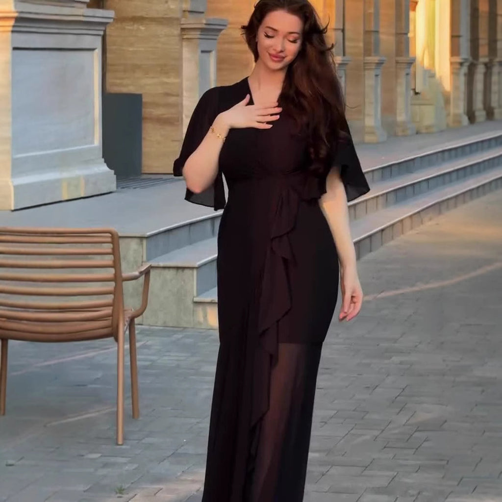 Elegant Sexy Temperament Short Sleeve Waist-controlled Comfortable Dress - PULSE MART