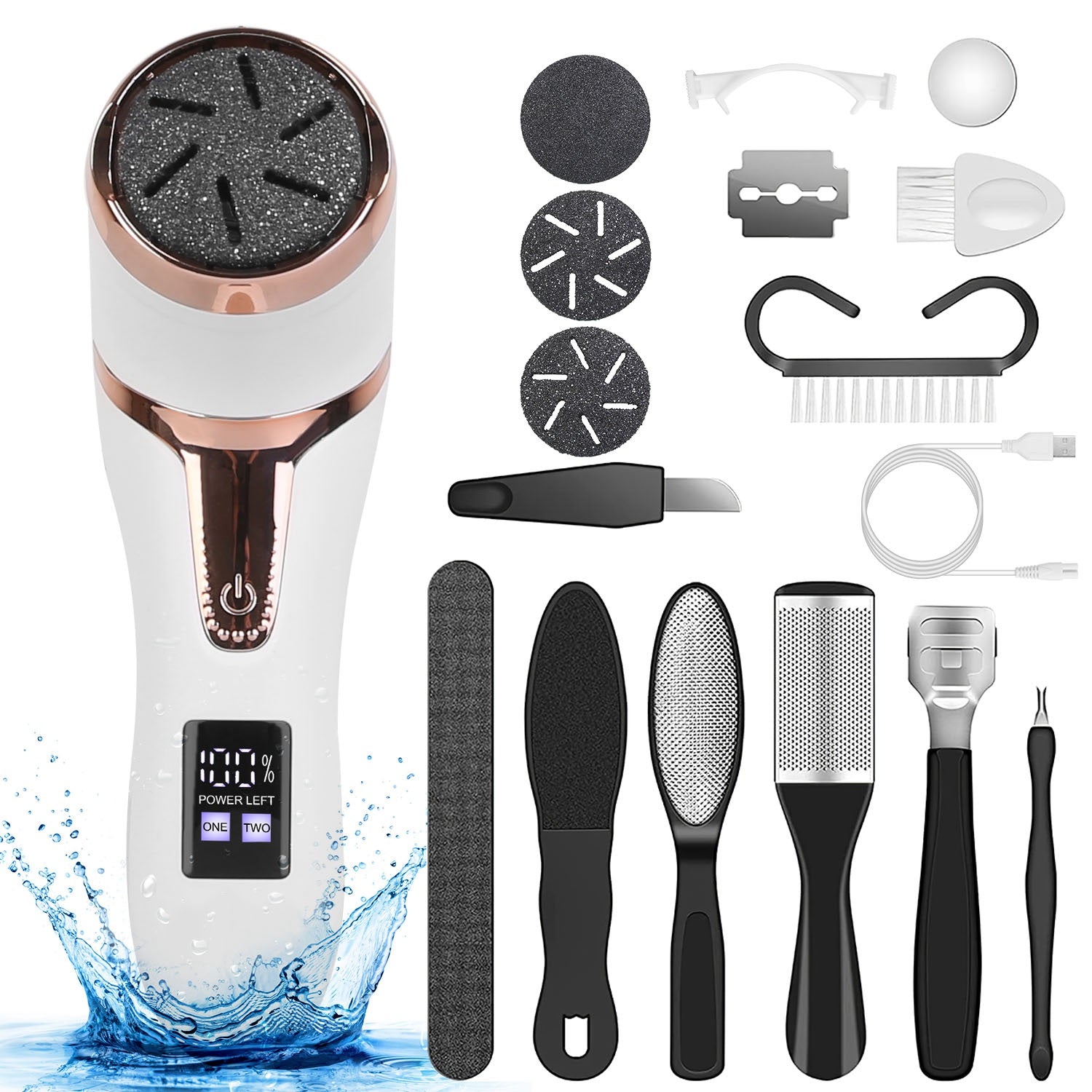 17Pcs Electric Foot Callus Remover With Vacuum Foot Grinder Rechargeable Foot File Dead Skin Pedicure Machine With 3 Grinding Heads 2 Speeds Foot Care Tool - PULSE MART