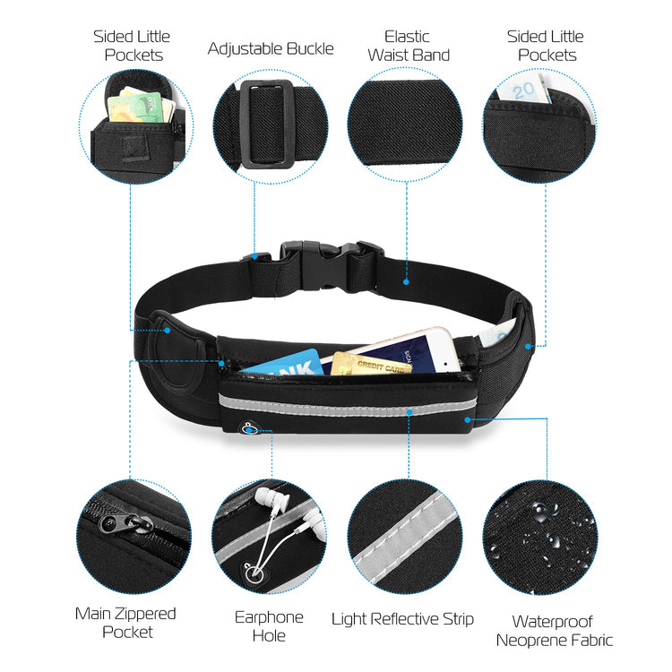 1Pc Sports Waist Bag Running Belt Pack Waterproof Adjustable Waist Pouch - PULSE MART