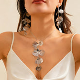 Gold Leaf Choker Necklace For Women,Trendy Boho Black Ginkgo Leaves Long Tassel Necklace, Aesthetic Beachy Party Jewelry Accessories Gifts - PULSE MART