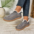 Fashion V-cut Plush Ankle Boots Winter Plus Velvet Flat Snow Boot Casual Warm Solid Suede Cotton Shoes For Women - PULSE MART