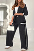 2 Pcs Set Women Suit Coat Pants Suit Lapel Long Sleeves Lady Jacket Wide Leg High Waist Trousers Female Commuting Office Outfit - PULSE MART