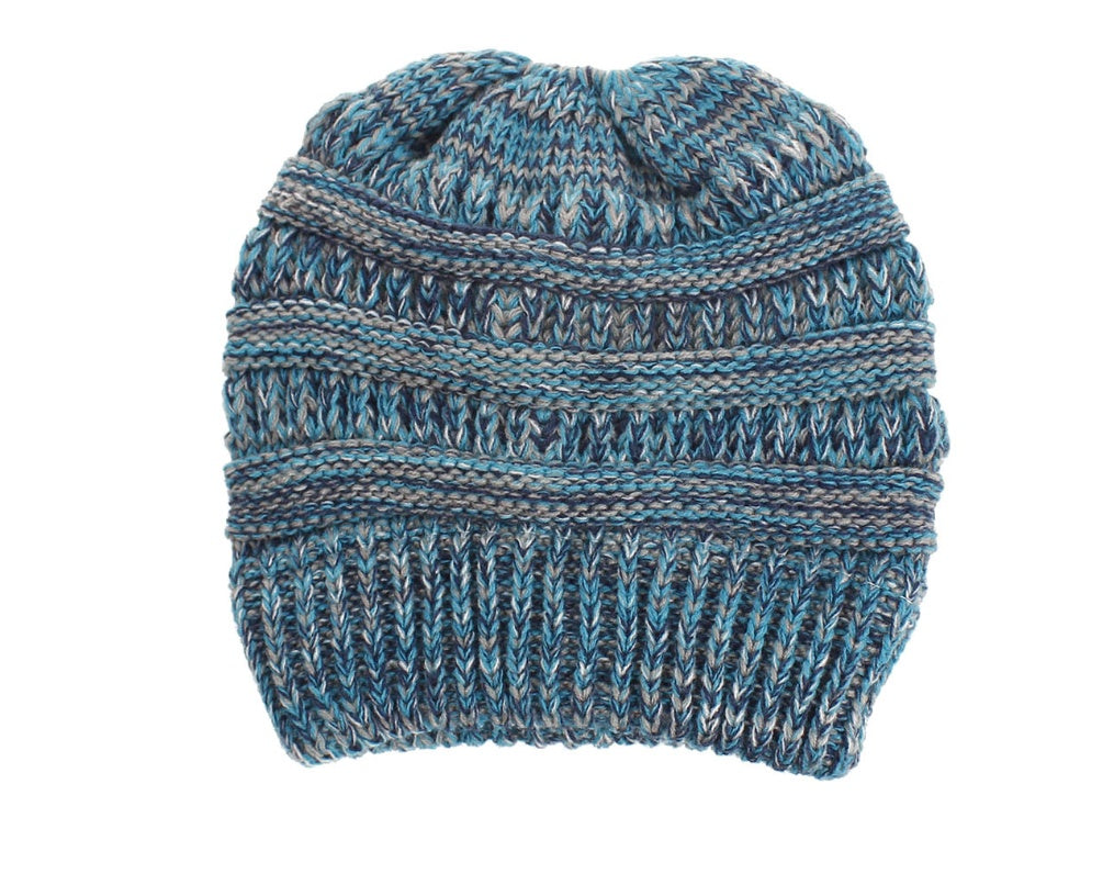 Mixed Color Knitted Wool Hat Ladies Non-labeled Ponytail Hat - PULSE MART