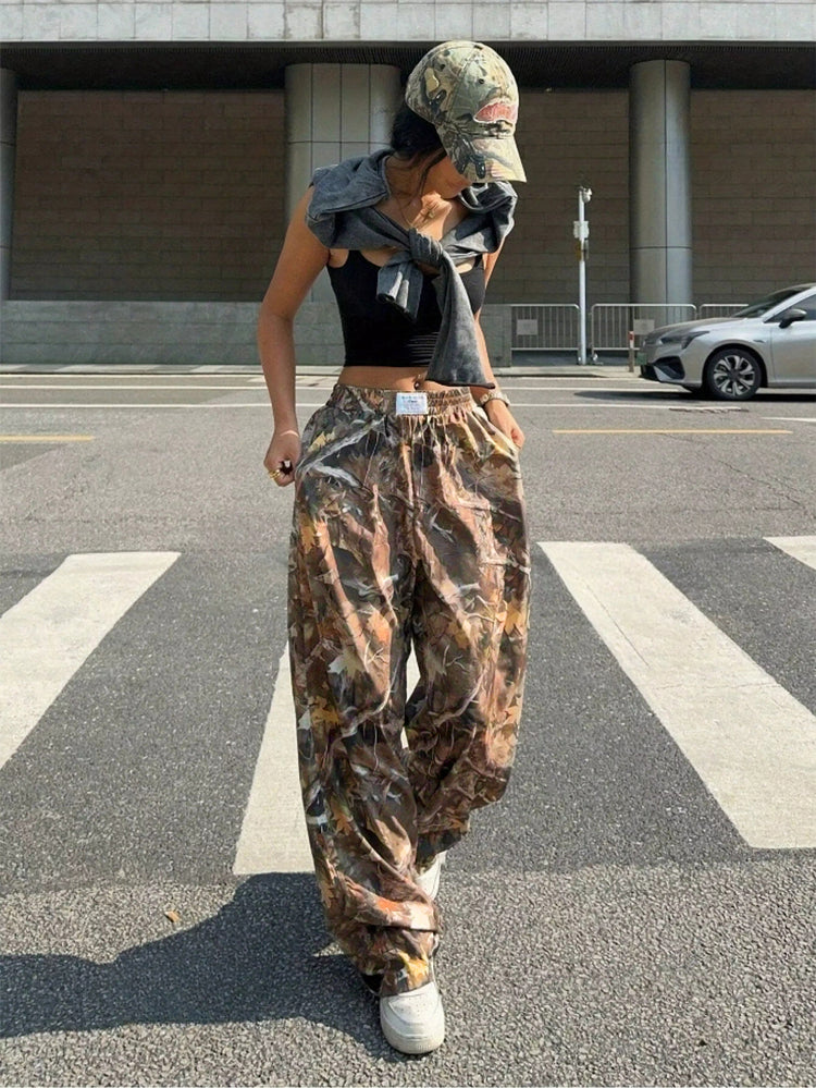 Slimming Casual Pants Hip Hop Retro Street Multi-pocket Camouflage Cargo Pants For Women Y2k Hip-hop Cargo Grunge Baggy Trousers - PULSE MART