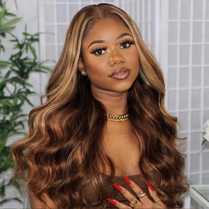 13x4 Lace Frontal Human Hair Wig P4 27 Body Wave Density - PULSE MART