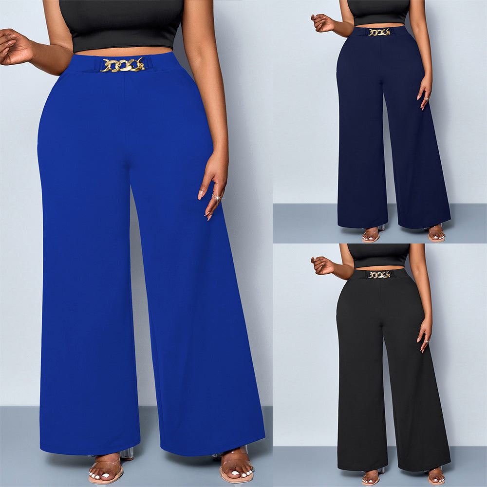 Summer Plus Size Metal Buckle Trousers For Women - PULSE MART