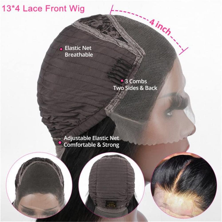 Chocolate Brown 13x4 Lace Front Wig Human Hair Color 4 Body Wave Density - PULSE MART