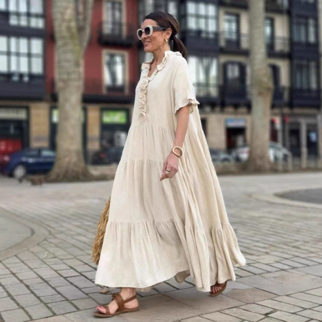 Plus Size Women's Fashion Casual Polo Collar Dress - PULSE MART