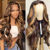 4x4 Lace Closure Human Hair Wig Highlight P4 27 Body Wave Density - PULSE MART