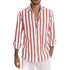 Striped Print Shirt Casual Loose Long-sleeved Shirt Men&