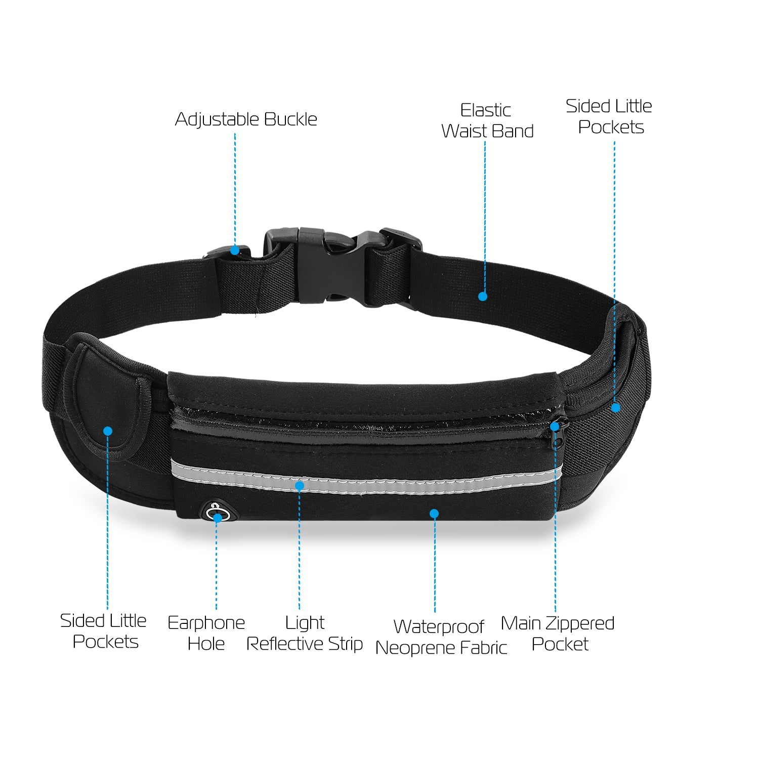 1Pc Sports Waist Bag Running Belt Pack Waterproof Adjustable Waist Pouch - PULSE MART