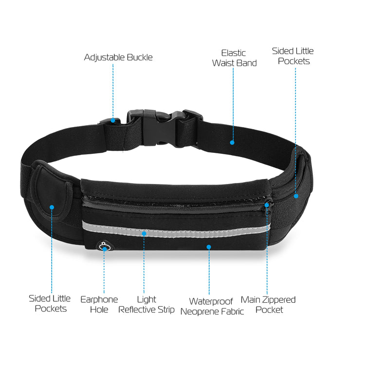 1Pc Sports Waist Bag Running Belt Pack Waterproof Adjustable Waist Pouch - PULSE MART