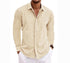 Long Sleeve T-shirt Undershirt Solid Color Long Sleeve Cotton Linen Shirt Men - PULSE MART