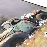 Farmhouse Old Truck Canvas Wall Art, Old Barn Pictures Wall Art, Country Antique Pickup Truck Canvas Prints, Blue Truck With Red Floral Flower Art Prints For Farmhouse Spring Decor 24 Hx24 W Inches - PULSE MART