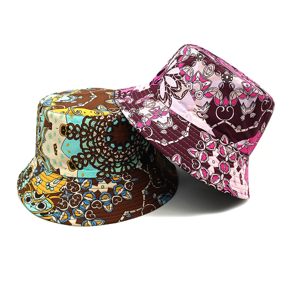Geometric Bucket Hat Color Matching Printing Double-sided Wear Bucket Hat - PULSE MART