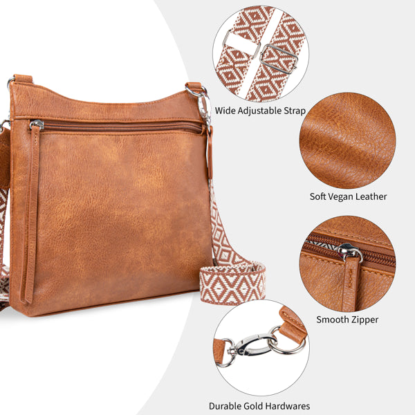 Crossbody Bags For Women With 2 Adjustable Straps Multi Pocket Small Cross Body Purse-Brown - PULSE MART