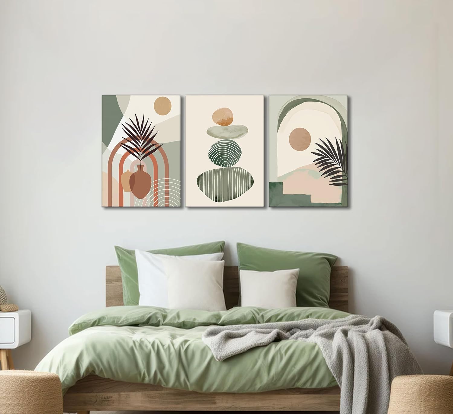 3 Pcs Boho Art Wall Decor Canvas Wall Art  Decor Stretched And Framed Ready To Hang Size 12 X 16in - PULSE MART