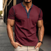 Fashion Short-sleeved Polo Shirt Summer Button V-neck T-shirt Tops Mens Clothing - PULSE MART