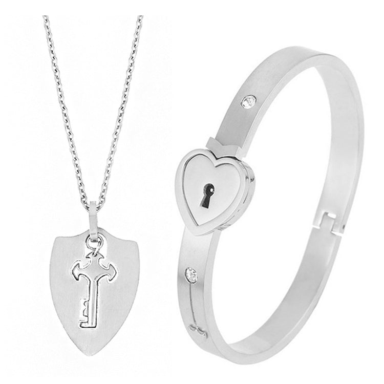 Fashion Jewelry Titanium Steel Couple Love Lock, Bracelet, Key Set, Necklace - PULSE MART