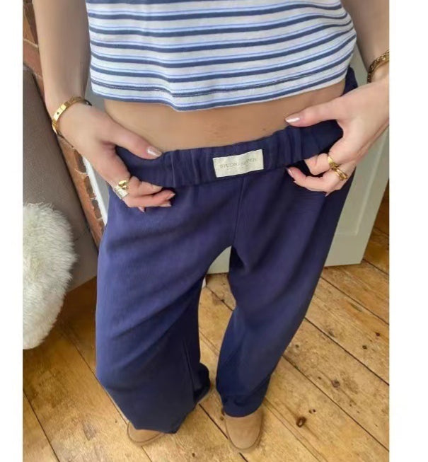 Fashion Y2K Striped Straight Trousers Summer Elastic High Waist Wide Leg Pants For Women - PULSE MART