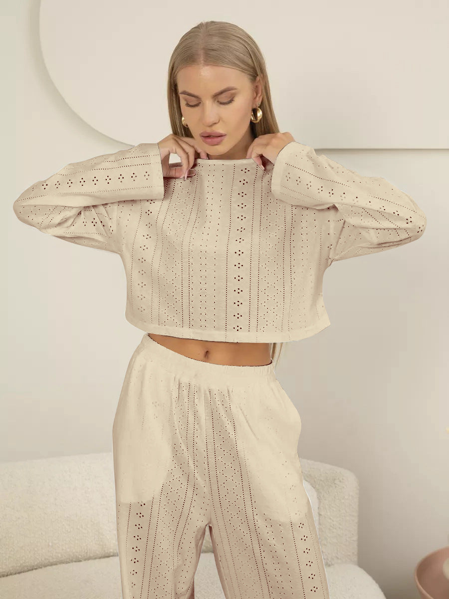 Women's Suit Fashion Simple Style Slim-fitting Loose Pullover Long Sleeve Trousers - PULSE MART