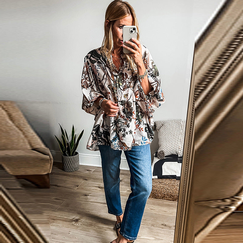 All-match Floral Print Shirt For Women - PULSE MART