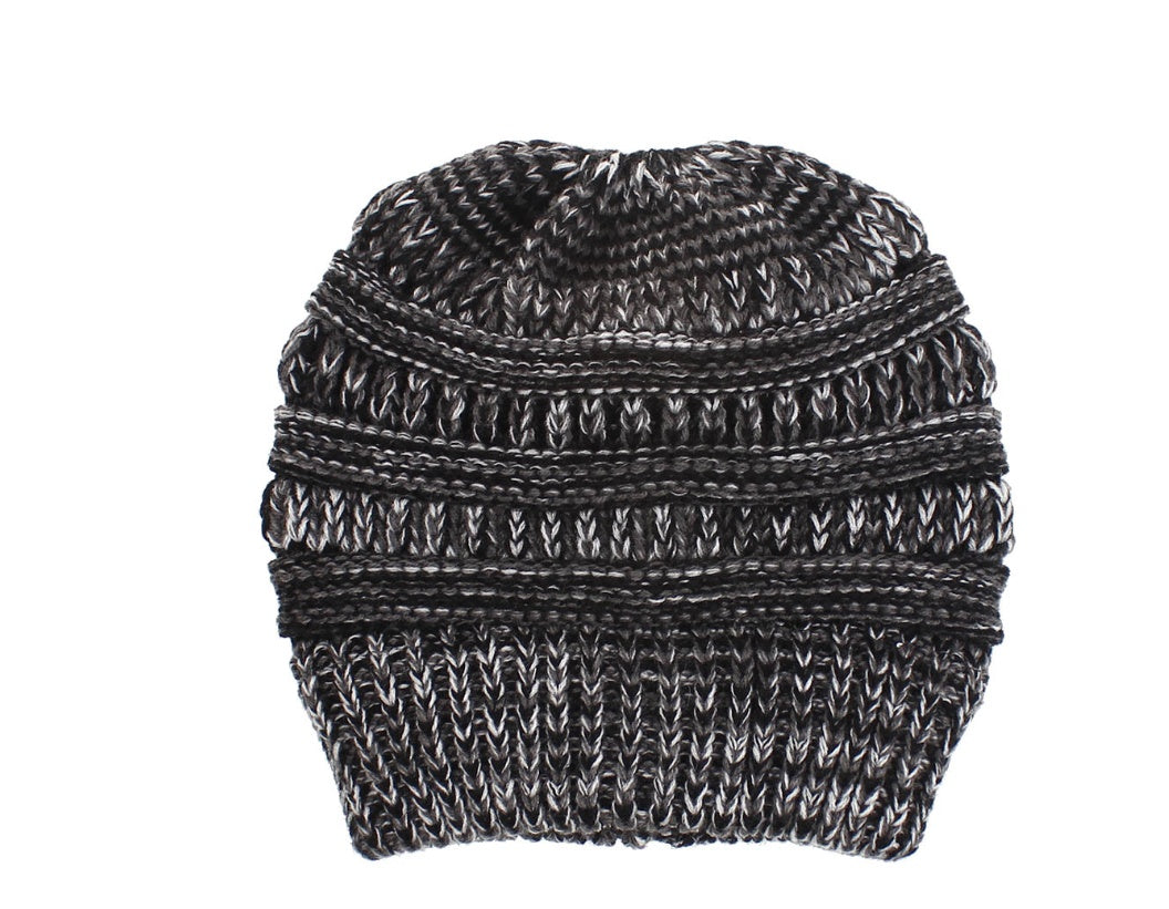 Mixed Color Knitted Wool Hat Ladies Non-labeled Ponytail Hat - PULSE MART