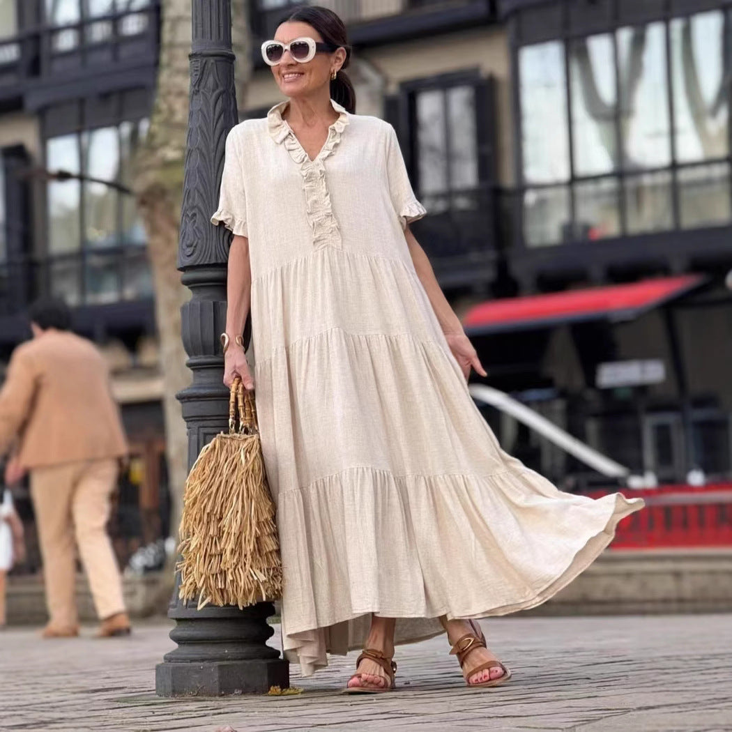 Plus Size Women's Fashion Casual Polo Collar Dress - PULSE MART