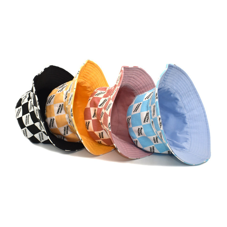Letter Plaid Bucket Hat Women&