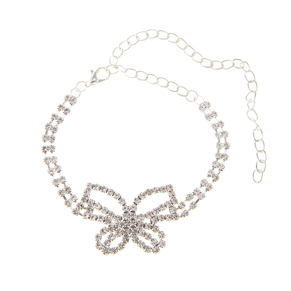 Full Diamond Butterfly Multilayer Fashion Full Diamond Rhinestone Anklet - PULSE MART